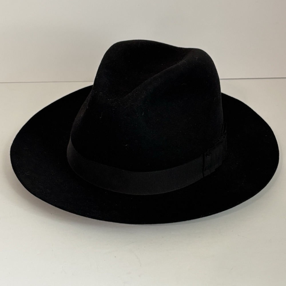 Vintage Mike The Hatter Black Fedora Size 7 3/4 Made In USA